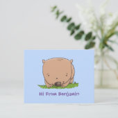 Cute baby wombat cartoon illustratie briefkaart (Staand voorkant)
