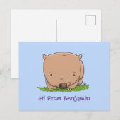 Cute baby wombat cartoon illustratie briefkaart (Voorkant / Achterkant)