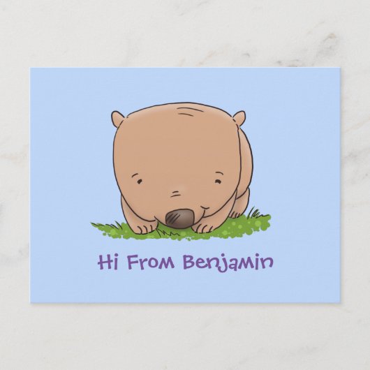 Cute baby wombat cartoon illustratie briefkaart (Voorkant)