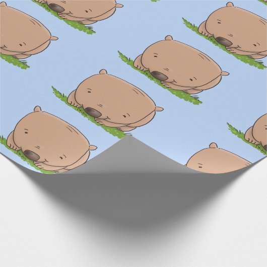 Cute baby wombat cartoon illustratie cadeaupapier (Hoek)