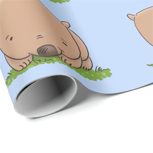 Cute baby wombat cartoon illustratie cadeaupapier (Rol Hoek)