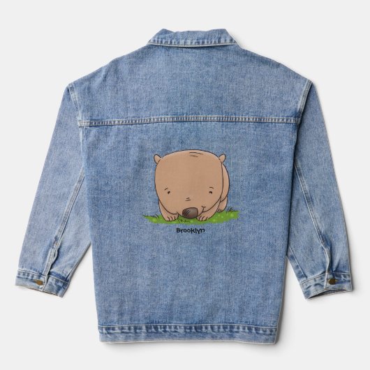 Cute baby wombat cartoon illustratie denim jacket (Achterkant)