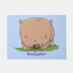 Cute baby wombat cartoon illustratie deurmat