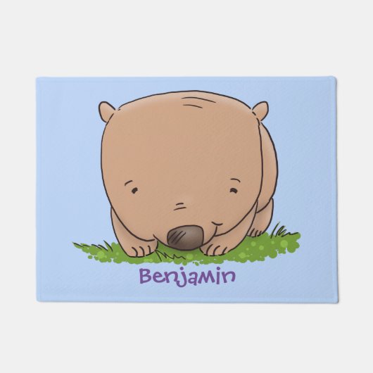Cute baby wombat cartoon illustratie deurmat (Voorkant)