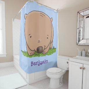 Cute baby wombat cartoon illustratie douchegordijn