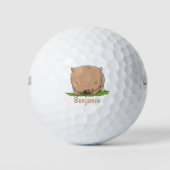 Cute baby wombat cartoon illustratie golfballen (Voorkant)