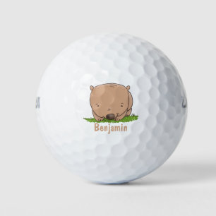 Cute baby wombat cartoon illustratie golfballen