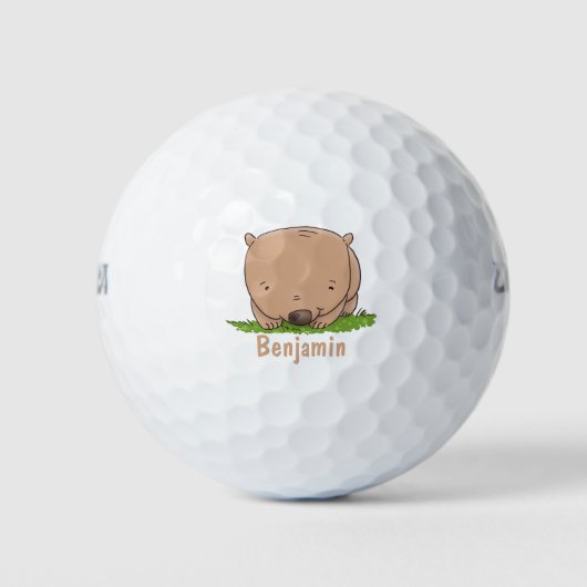 Cute baby wombat cartoon illustratie golfballen (Voorkant)