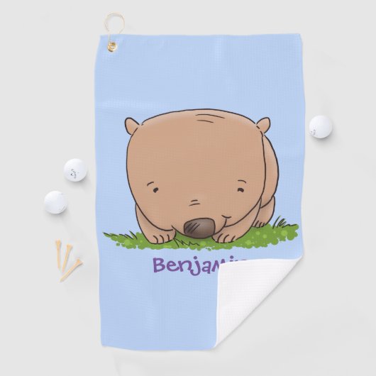 Cute baby wombat cartoon illustratie golfhanddoek (Insitu)