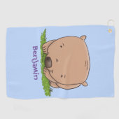 Cute baby wombat cartoon illustratie golfhanddoek (Horizontaal)