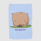 Cute baby wombat cartoon illustratie golfhanddoek (Voorkant)