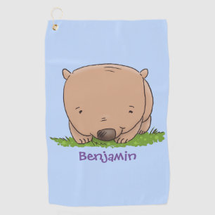Cute baby wombat cartoon illustratie golfhanddoek