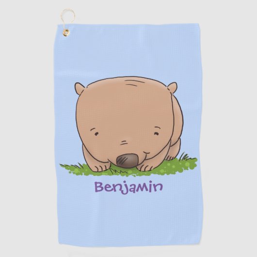 Cute baby wombat cartoon illustratie golfhanddoek (Voorkant)