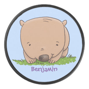 Cute baby wombat cartoon illustratie hockey puck