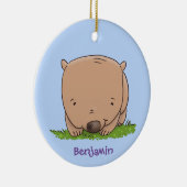 Cute baby wombat cartoon illustratie keramisch ornament (Rechts)