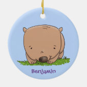 Cute baby wombat cartoon illustratie keramisch ornament (Achterkant)