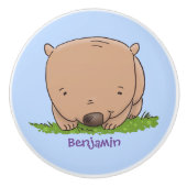 Cute baby wombat cartoon illustratie keramische knop (Voorkant)