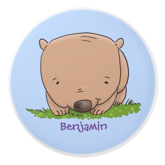 Cute baby wombat cartoon illustratie keramische knop (Voorkant)