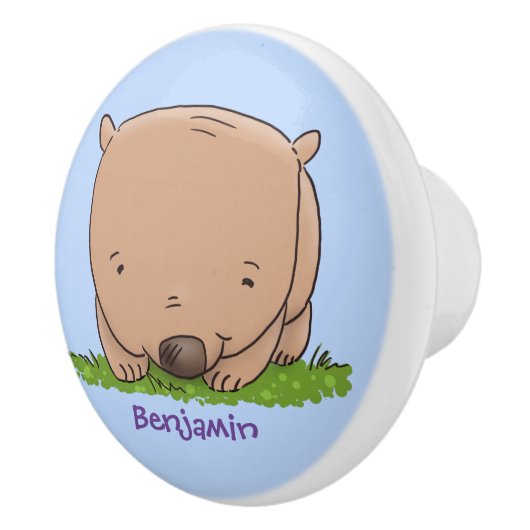 Cute baby wombat cartoon illustratie keramische knop (Rechts)