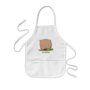 Cute baby wombat cartoon illustratie kinder schort