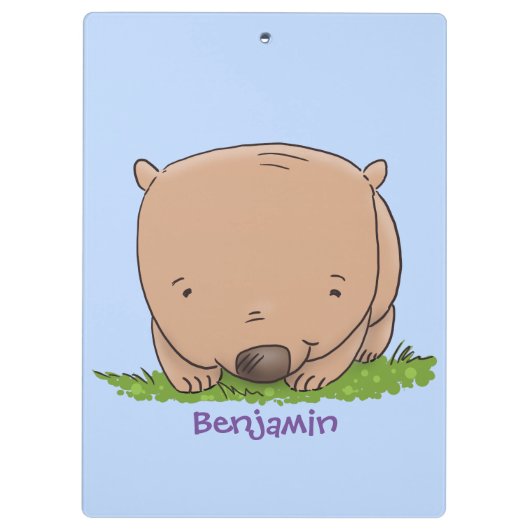 Cute baby wombat cartoon illustratie klembord (Achterkant)