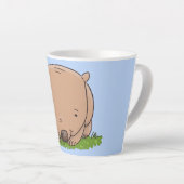 Cute baby wombat cartoon illustratie latte mok (Rechterhoek)