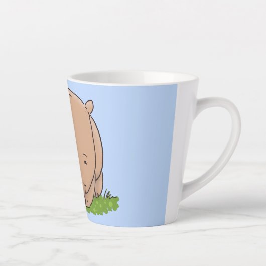 Cute baby wombat cartoon illustratie latte mok (Rechts)