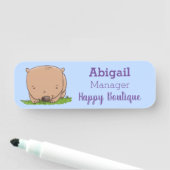 Cute baby wombat cartoon illustratie naamplaatje (In situ)