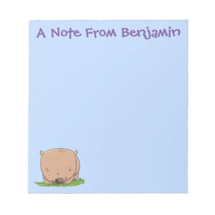 Cute baby wombat cartoon illustratie notitieblok