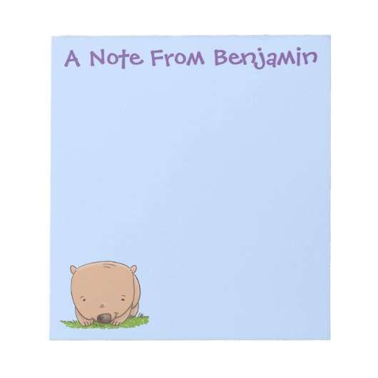 Cute baby wombat cartoon illustratie notitieblok (Voorkant)