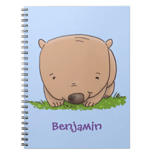 Cute baby wombat cartoon illustratie notitieboek