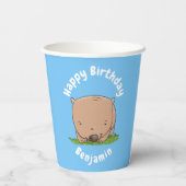 Cute baby wombat cartoon illustratie papieren bekers (Achterkant)