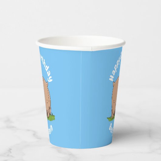 Cute baby wombat cartoon illustratie papieren bekers (Rechts)