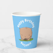 Cute baby wombat cartoon illustratie papieren bekers (Voorkant)