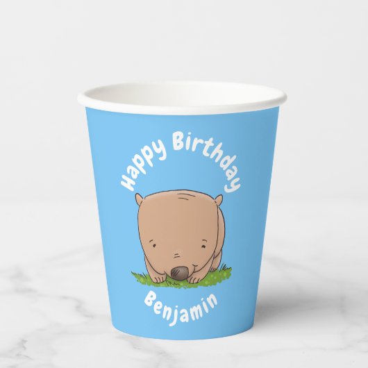 Cute baby wombat cartoon illustratie papieren bekers (Voorkant)