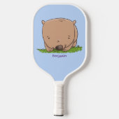 Cute baby wombat cartoon illustratie pickleball paddle (Achterkant)