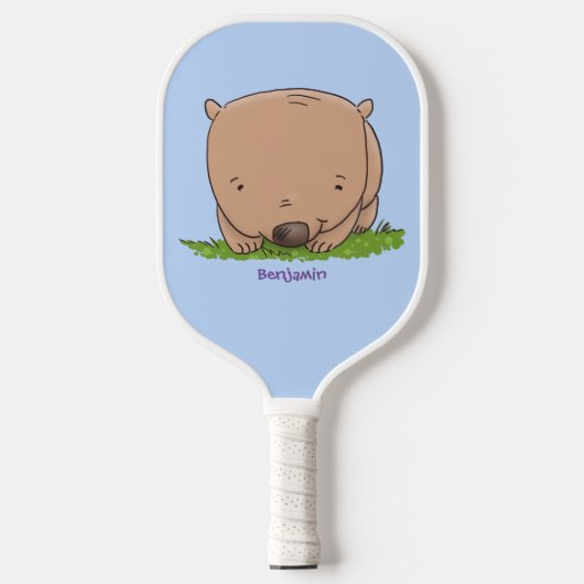 Cute baby wombat cartoon illustratie pickleball paddle (Voorkant)