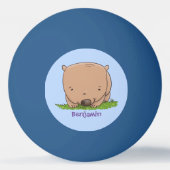 Cute baby wombat cartoon illustratie pingpongbal (Achterkant)