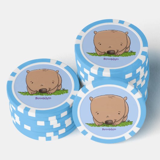 Cute baby wombat cartoon illustratie poker chips (Opstapeling)