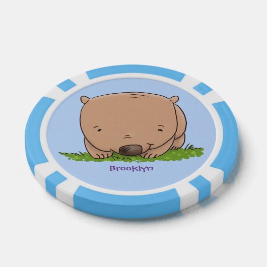Cute baby wombat cartoon illustratie poker chips (Enkel)