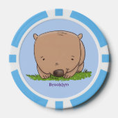 Cute baby wombat cartoon illustratie poker chips (Voorkant)