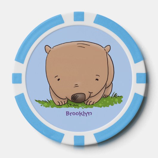 Cute baby wombat cartoon illustratie poker chips (Voorkant)