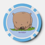 Cute baby wombat cartoon illustratie poker chips (Achterkant)