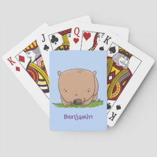 Cute baby wombat cartoon illustratie pokerkaarten