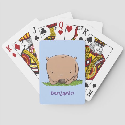 Cute baby wombat cartoon illustratie pokerkaarten (Achterkant)