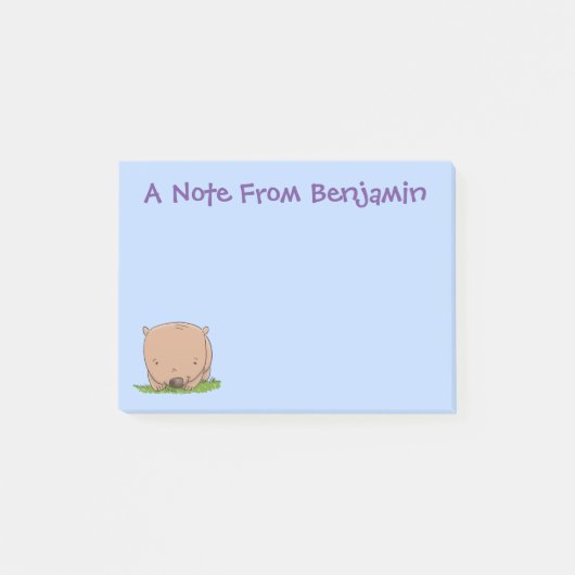 Cute baby wombat cartoon illustratie post-it® notes (Voorkant)