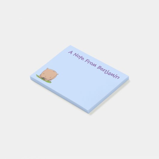 Cute baby wombat cartoon illustratie post-it® notes (Schuin)