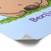 Cute baby wombat cartoon illustratie poster (Hoek)