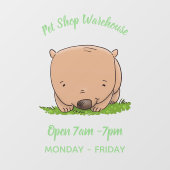 Cute baby wombat cartoon illustratie raamsticker (Vel)