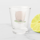 Cute baby wombat cartoon illustratie shot glas (Achterkant)